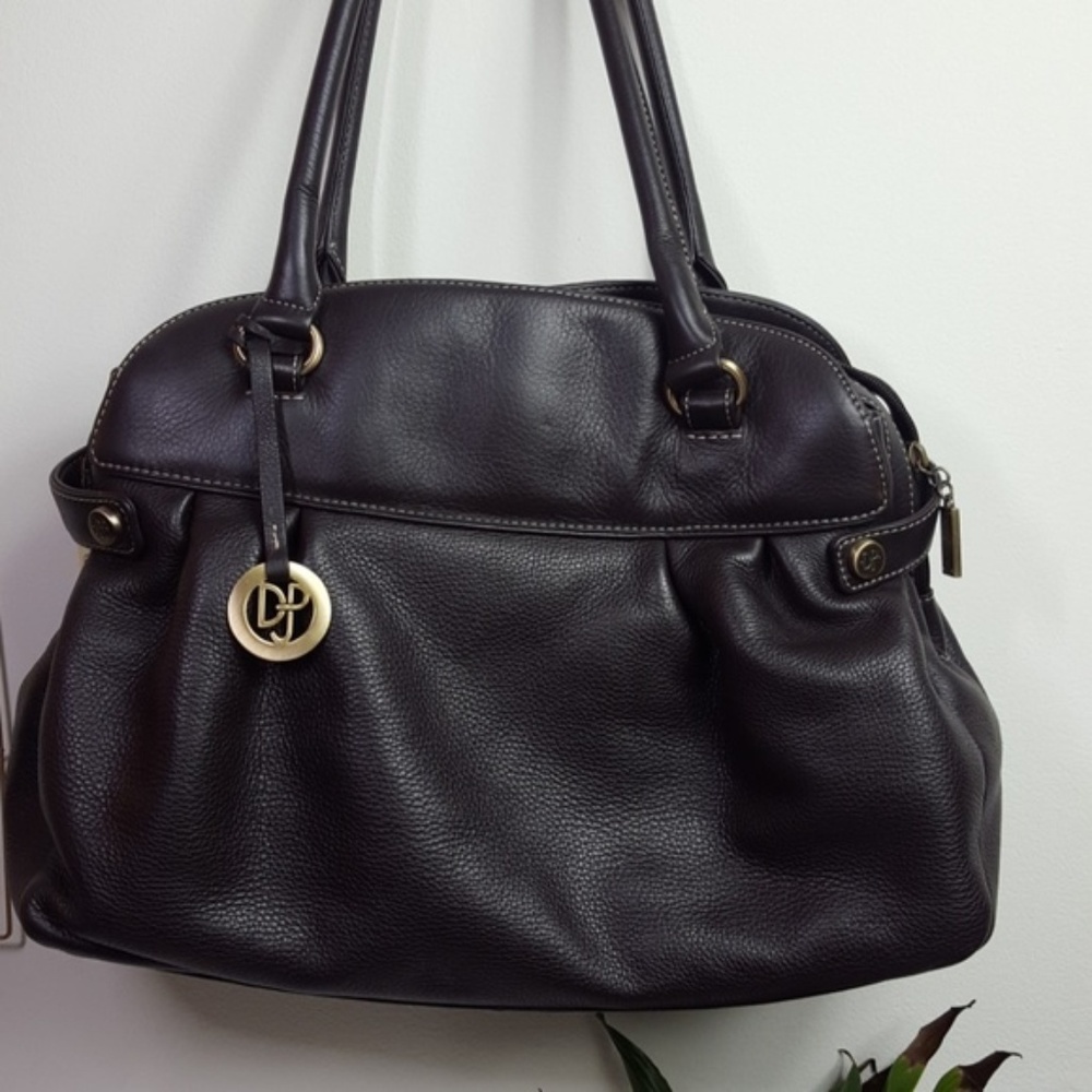 Donald J Pliner Leather Brown Satchel Handbag